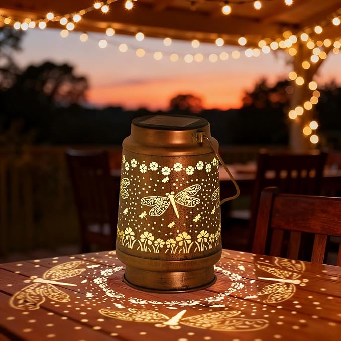 Dragonfly Solar Lanterns Outdoor Waterproof, Mother Day Gifts, Birthday Gifts for Women, Mom, Grandma, Hanging Solar Lights for Yard, Patio, Porch, Garden Decor