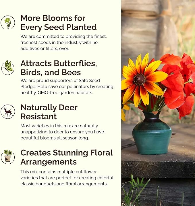 Eden Brothers Pennsylvania Wildflower Mixed Seeds for Planting, 5 lbs, 2,400,000+ Seeds with Coreopsis, Lupine | Attracts Pollinators, Plant in Spring or Fall, Zones