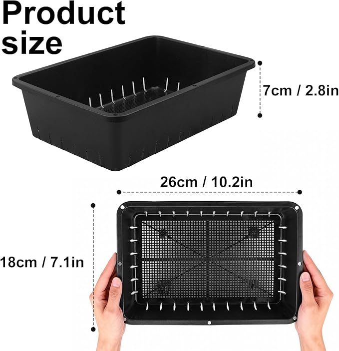25 Pack Seed Starter Trays 10 x 7 inches Microgreens Growing Trays with Mesh Bottom for Germination, Hydroponic & Sprouting Plant Trays for Garden, Wheatgrass