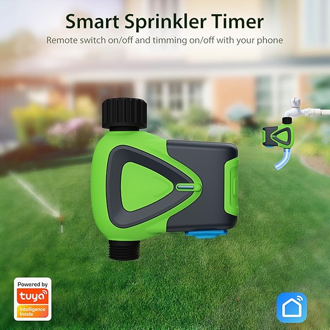Smart WiFi Water Timer：WiFi Sprinkler Valve Timer for Garden Hose APP & Remote Control Alexa & Google Voice Compatible, Rain Delay and Manual Mode for Yard Lawn Watering