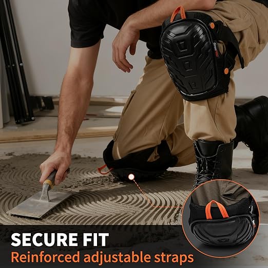 Professional Knee Pads for Work,Heavy Duty Thick Foam Knee Pads Tools, Knee Pad with Soft Gel Cushion for Construction, Work, Flooring, Gardening, Cleaning, Tiling,Upgraded Black