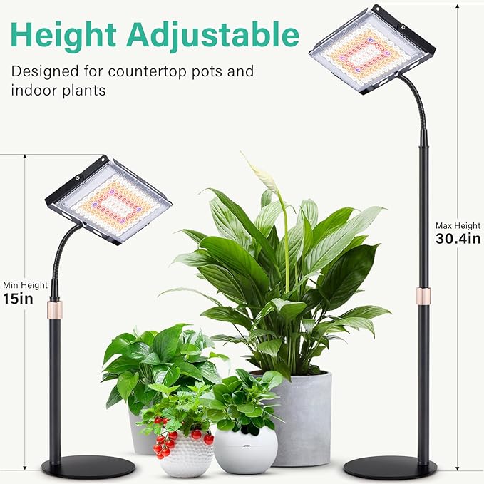 LBW Grow Light for Indoor Plants,96 LED Full Spectrum Plant Light for Indoor Plants, Large Desk Grow Lamp with On/Off Switch, Height Adjustable, Flexible Gooseneck, Ideal for Indoor Grow