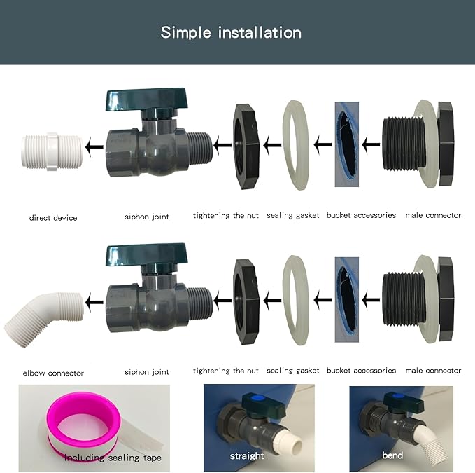 rain barrel spigot kit, rainwater barrel diverter connector faucet kit - 3/4 inch water pipe repair kit for garden watering hose stop garden hose shut off valve rain barrel (grey 2-pack, 3/4 inch)