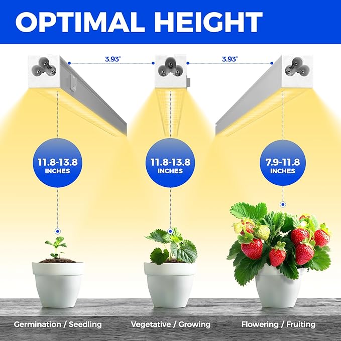 Barrina T5 Grow Lights, Grow Light Strip for Indoor Plants, 1ft Plant Lights for Indoor Growing, Full Spectrum LED Grow Light, Individual Switch, Linkable, Plug and Play, Yellow, 8-Pack