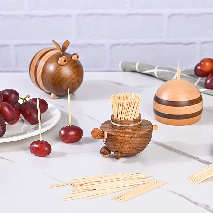 1000 Count Bamboo Toothpicks Barbecue, Fruits And Teeth Cleaning - Round Double-Pointed Wooden Toothpicks, For Appetizers,Olives