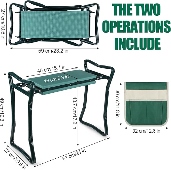 Garden Kneeler and Seat with Thicken & Widen Soft Kneeling Pad,Foldable Garden Stool Heavy Duty Gardening Bench for Kneeling and Sitting,Great Gardening Gifts for Women&Seniors