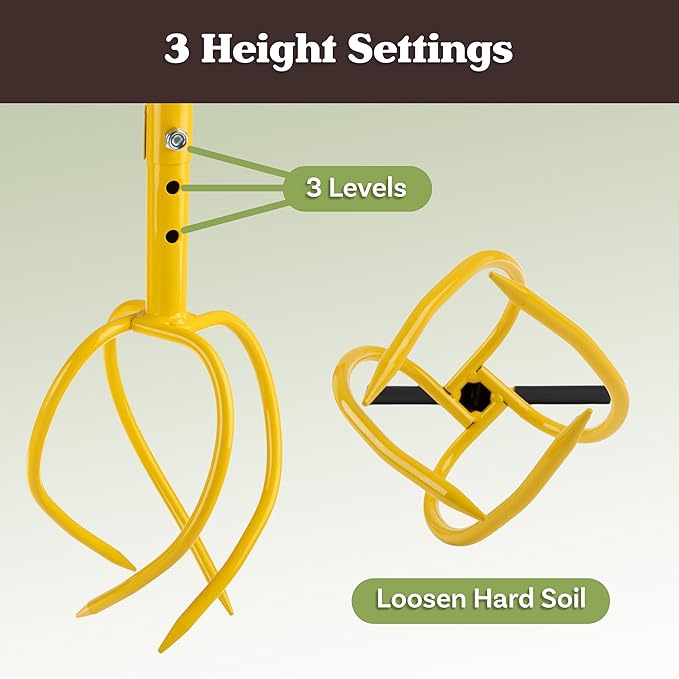 Tiller for Gardening - Adjustable Height Manual Twist Tiller Claw Hand Tiller Garden Tool - Soil Aerator, Garden Cultivator, Hand Tiller, or Compost Aerator Tool - Garden Hand Tools by Pure Garden