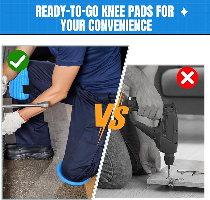 Gardening Knee Pads for Women and Men Lightweight Waterproof Foam Knee Pads for Gardening and Housework with Adjustable Hook'n'Loop Straps(Blue)