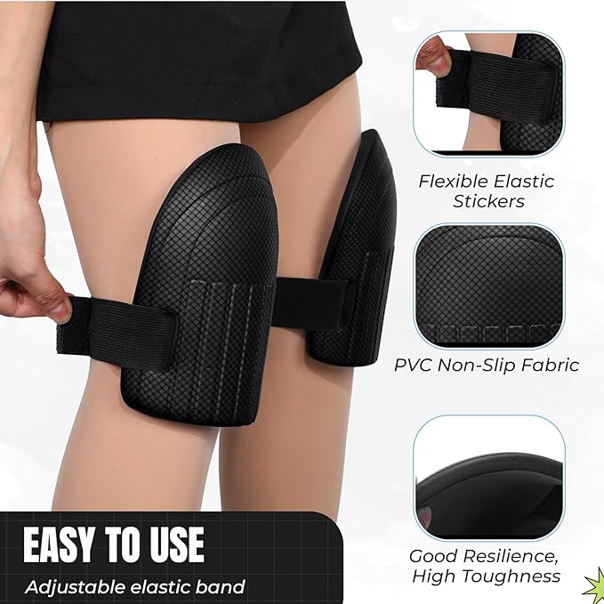 Gardening Knee Pads for Women and Men Lightweight Waterproof Foam Knee Pads for Gardening and Housework with Adjustable Hook'n'Loop Straps(Black)