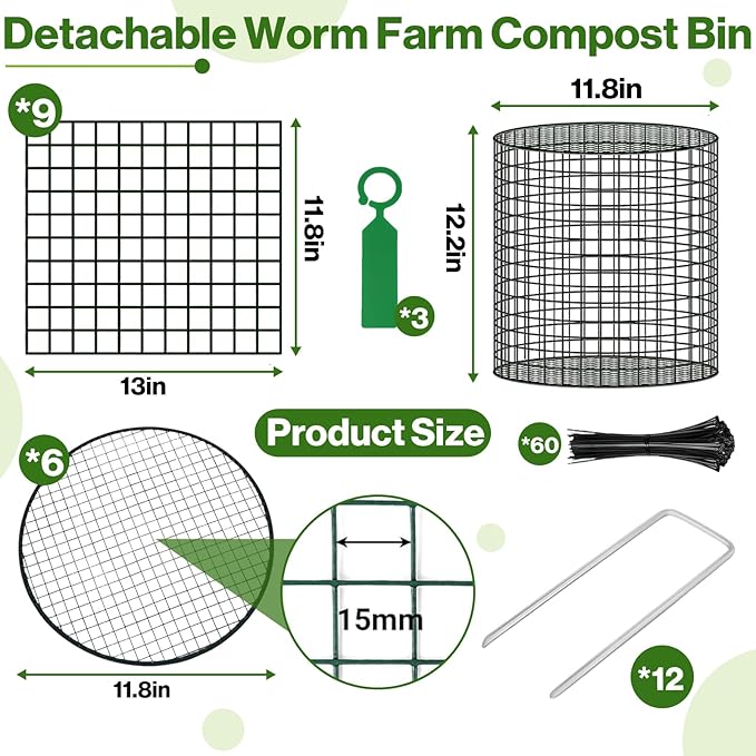 3 Pcs Detachable Worm Farm Compost Bins for Garden, Underground Worm Farms for Recycling Kitchen Food Waste(11.8x12.2 Inch)