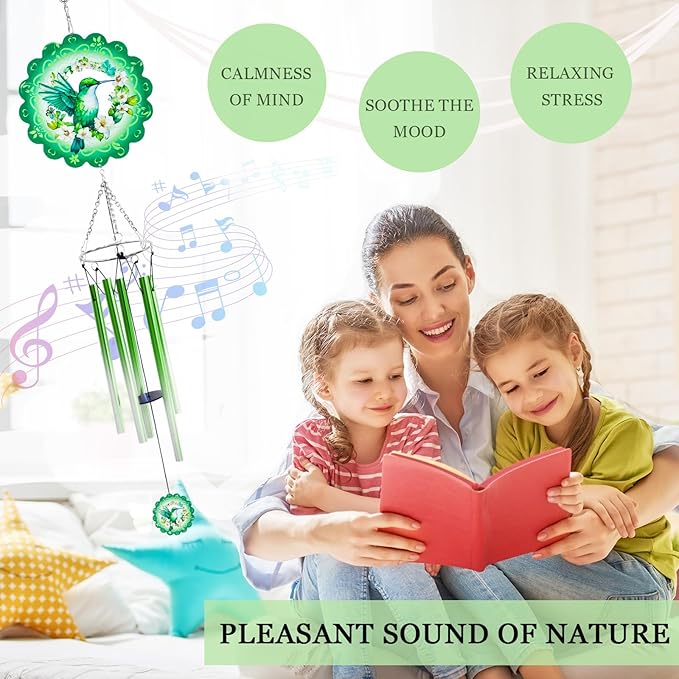 Hummingbird Wind Chimes with Wind Spinner, Christmas Birthday Gifts for Women Mom Friends Teacher, Humming Bird Windchimes, Outdoor Hanging Decor Clearance for Garden Patio Backyard Porch