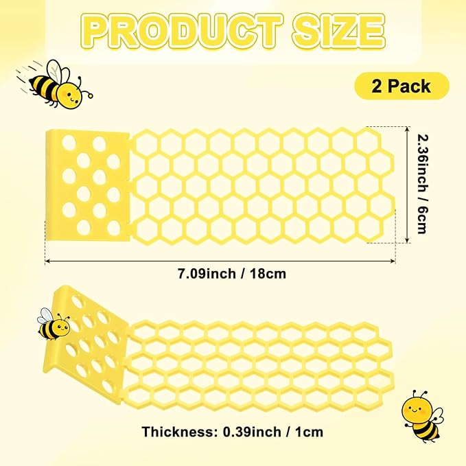 2-Pack Floating Bee Island, 18x6cm/7.09x2.36 Inch Plastic Floating Bee Watering Station for Feeding/Butterfly Bath/Outdoor Garden Decor [Yellow]