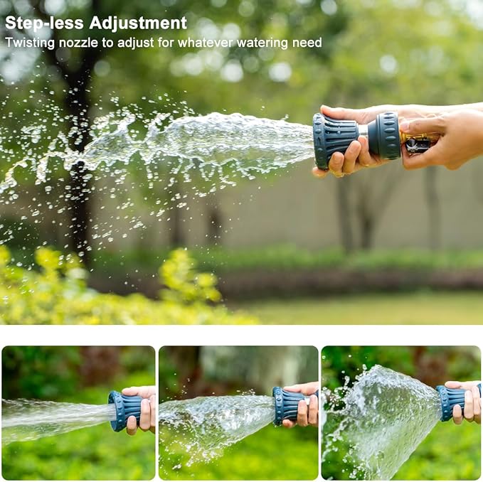 FANHAO Fireman Style Garden Hose Nozzle, Heavy Duty High Pressure Adjustable Sprayer, Leak-Proof Metal Fire Hose Sprayer Nozzle for for Car Washing, Patio Cleaning, Lawn & Pet Showering