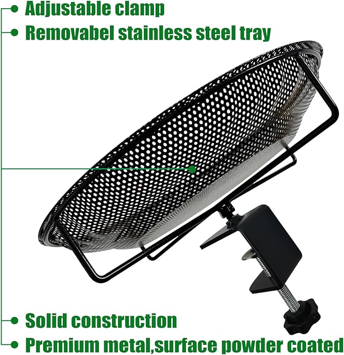 Premium Deck Railing Bird Feeder Tray for Balcony,11.8" Stainless Steel Large Platform Bird Feeder Mesh Seed Tray for Outside Wild Birds,Great Decoration for Garden Backyard