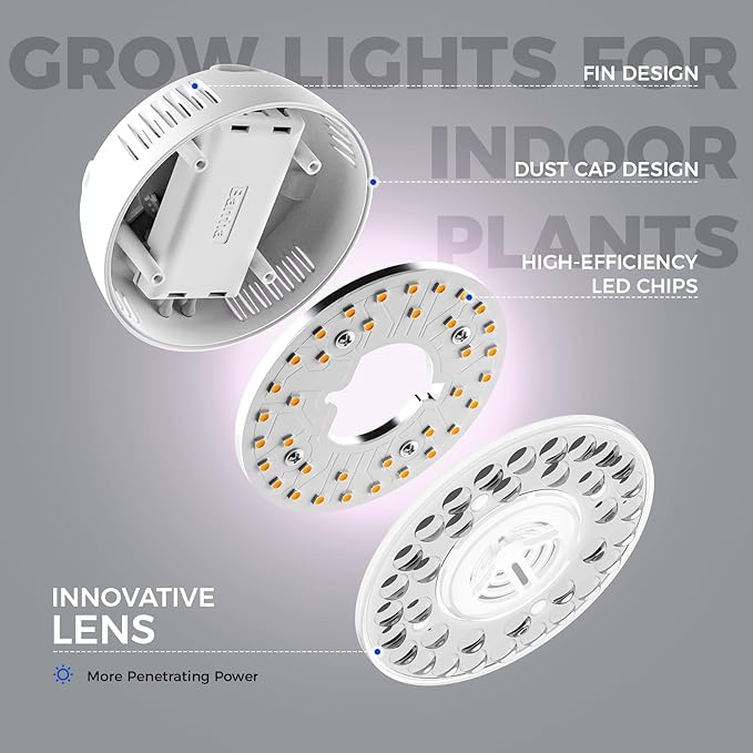 Barrina Orbgrow OG09 Puck Grow Light with Timer, Pinkish White 36W(4 x 9W, 540 Watt Equiv), Full Spectrum Plant Light for Indoor Plants, Magnetic & Linkable, 5 Levels Dimmable for Plant Shelf, 4 Packs