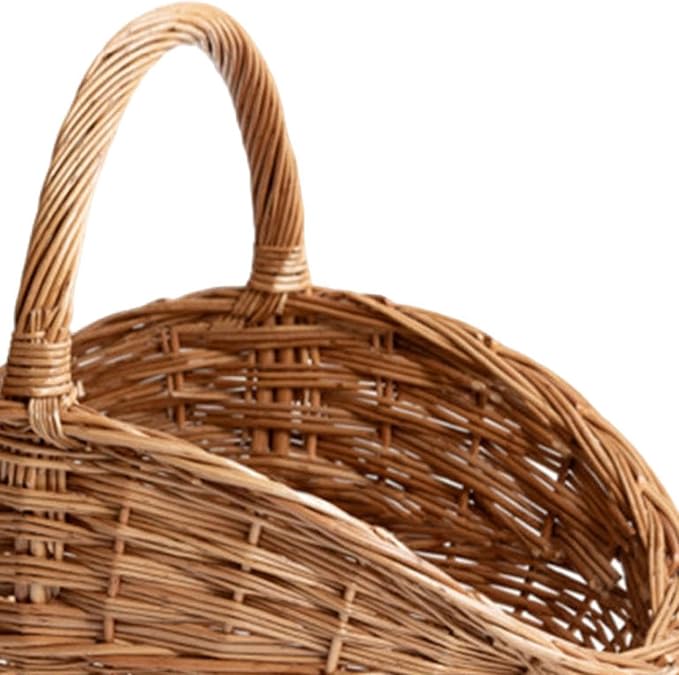 MYCENSE Wicker Picnic Storage Basket with Handle, Empty Picnic Baskets, Sturdy & Versatile Harvest Basket for Camping, Beach, Park, Halloween, E 45x30x30cm