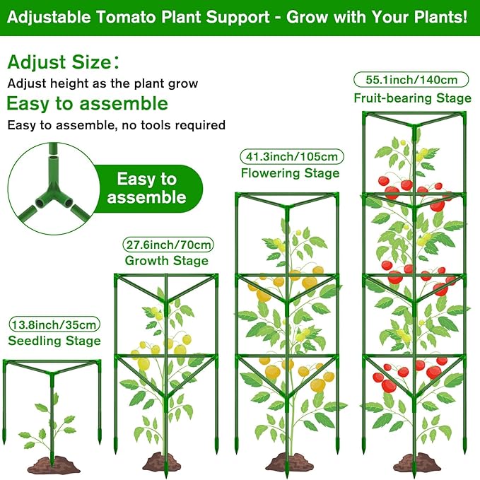 Tomato Cages for Garden, 3 Pack Tomato Cage Trellis, Garden Cage Heavy Duty Tomato Stake Support, Garden Stakes Plant Cage for Pots Plants Vegetables