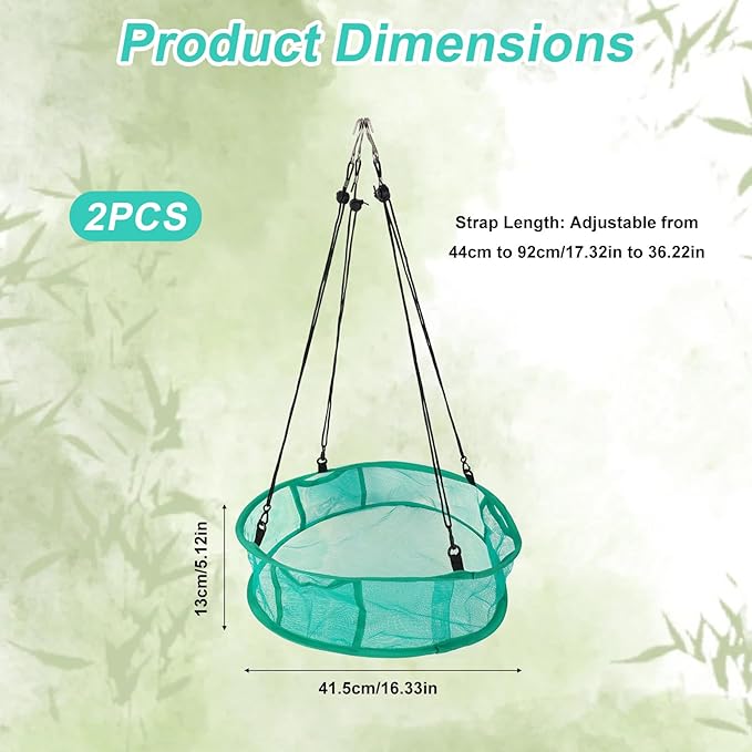 2pcs Bird Feeder Trays, 16in/41.5cm Diameter Outside Hanging Platform Bird Seed Mesh Tray with Lanyards Accessories Windproof Design for Outdoor Yard Backyard Garden & Lawn Use