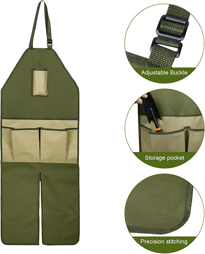Garden apron,Apron Man,Harvest Apron with Pockets,Waterproof,Adjustable,Reinforced Knees for Mow Grass and Lawn Mowing