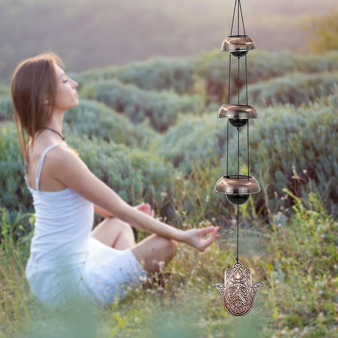 Temple Wind Chime, Red Copper Wind Chimes with 5 Bells, Feng Shui Wind Chimes for Home Yard Outdoor Decoration, A Great Memorial Wind Chime for Someone Who Loves Peace