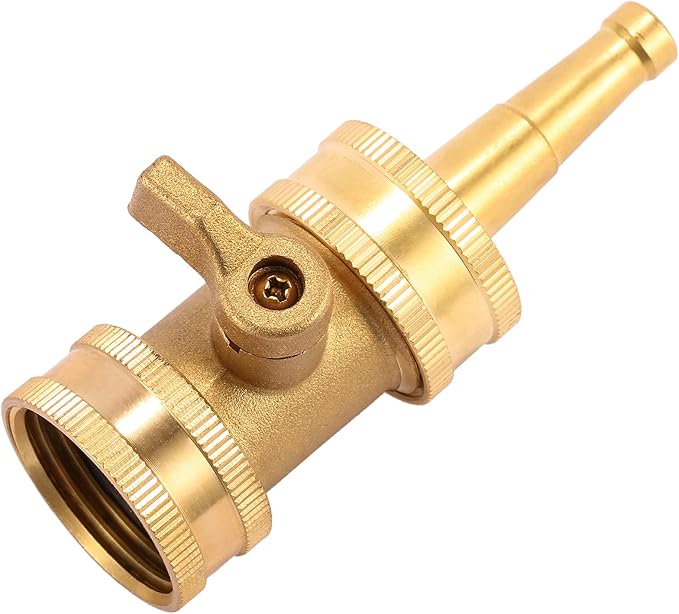 Jet Nozzle Power Washer for Garden Hose, Heavy Duty Brass Jetnozzle with Garden Hose Shut off Valve, Water Hose Nozzle High Pressure Powerful Washer 3/4" GHT, 1 Set