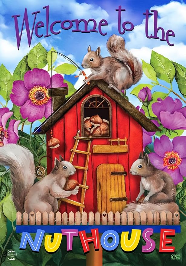 Briarwood Lane Spring Nuthouse Squirrels House Flag