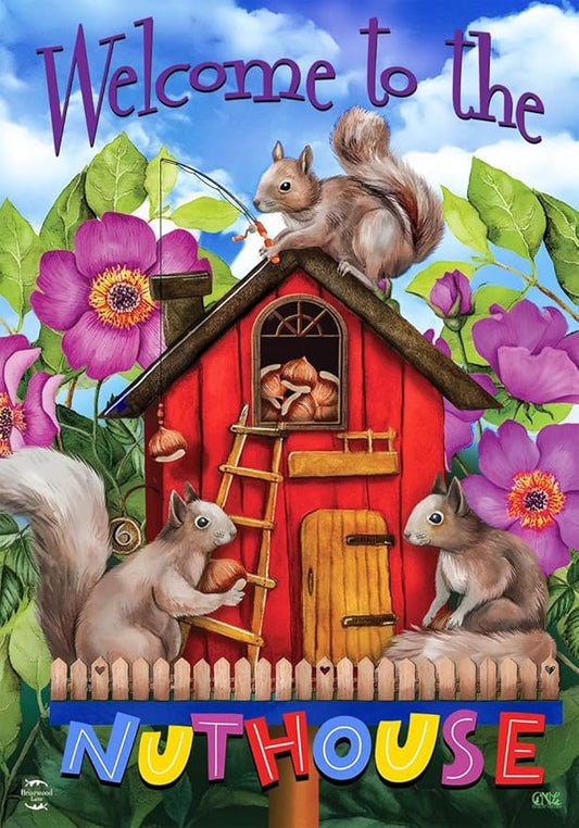 Briarwood Lane Spring Nuthouse Squirrels House Flag