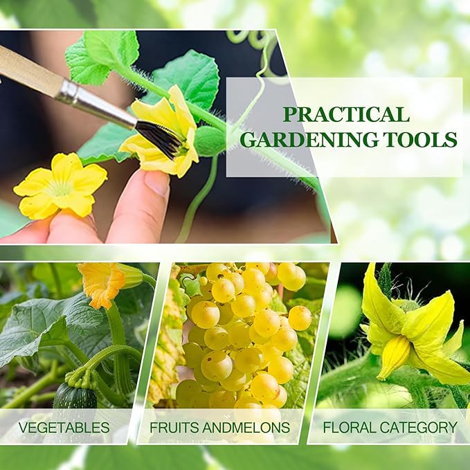 20 Pcs Pollination Brush, Pollinator Brushes Tool Set for Greenhouse Gardens Tomatoes, Peppers, Strawberries and More, Wood