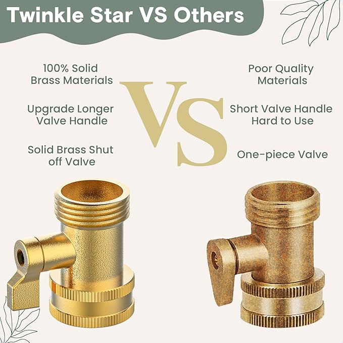 Twinkle Star Brass Hose Nozzle 4 Pack, Jet Nozzle High Pressure Hose Nozzle with Leakproof Shut off Valve, Upgraded Valve Handle, 3/4” GHT Nozzles for Garden Hose, Car Wash, Extra 2 Rubber Washers