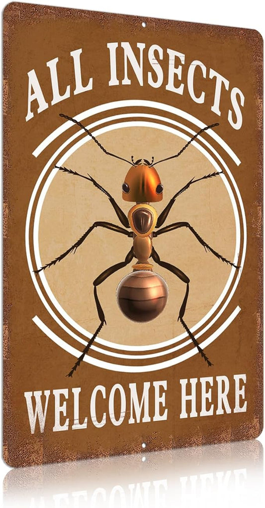 Vintage Garden Signs all pollinators welcome here Retro Yard Metel Tin Signs outdoor Aluminium Wall Decor