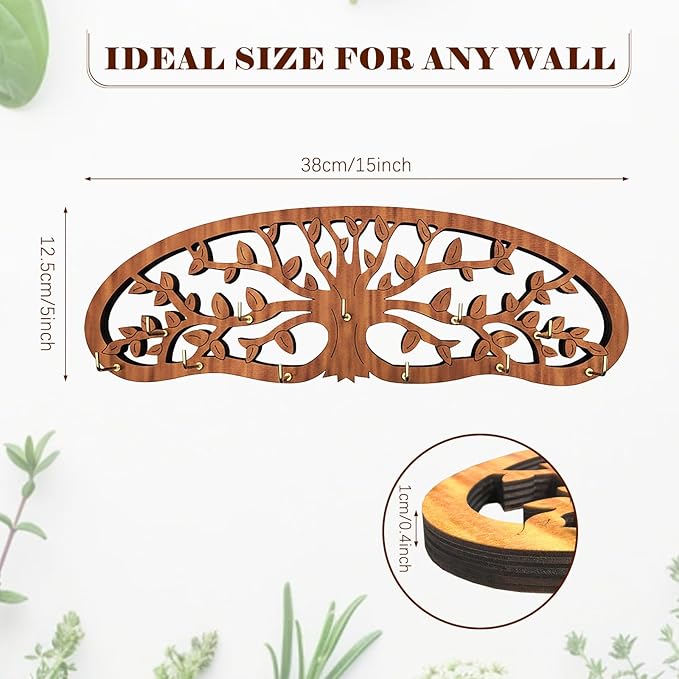 Herb Drying Rack - Wall Mounted, Tree of Life Wooden Hanging Holder for Kitchen Witch Decor, Apothecary Decor & Herbalist Supplies, Rustic Wall Art for Kitchen, Garden