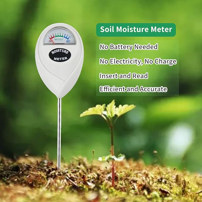 Soil Moisture Meter, Soil Moisture Monitor for House Plants, Soil Hygrometer Moisture Sensor for Indoor & Outdoor, Garden, Farm, Lawn Plant Care, No Battery Needed(White)