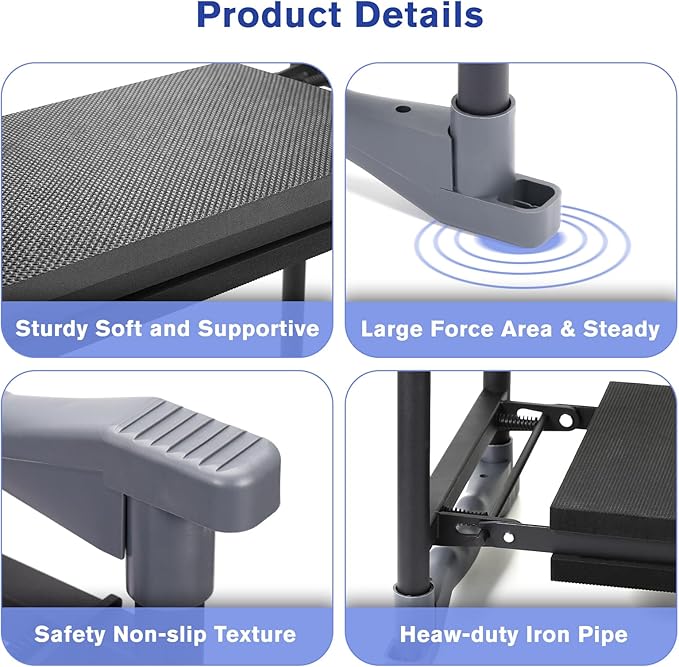 Garden Kneeler and Seat, Extra Wide Thick EVA Pad, Heavy Duty Foldable Garden Bench Holds 350lbs, Ergonomic Kneeling Stool with Garden Tool Pouches, Gardening Gifts for Women, Men & Seniors
