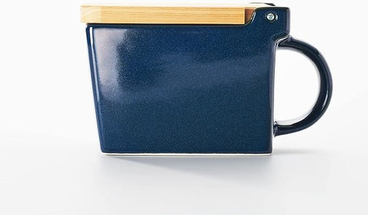 Zero Japan Bee House Premium Salt Box with Hinoki Lid - Container for Sea Salt and Spices - Elegant Cellar for Kitchen Countertop - Jeans Blue, 16 oz