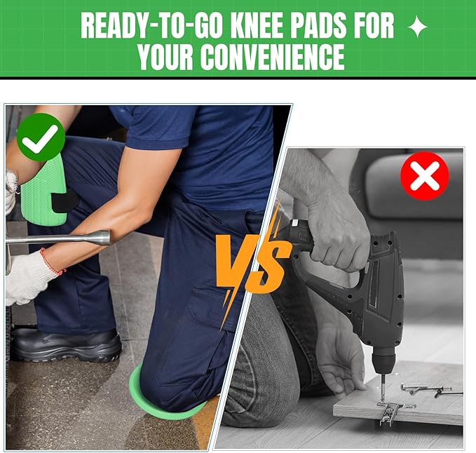 Gardening Knee Pads for Women and Men Lightweight Waterproof Foam Knee Pads for Gardening and Housework with Adjustable Hook'n'Loop Straps(Green)