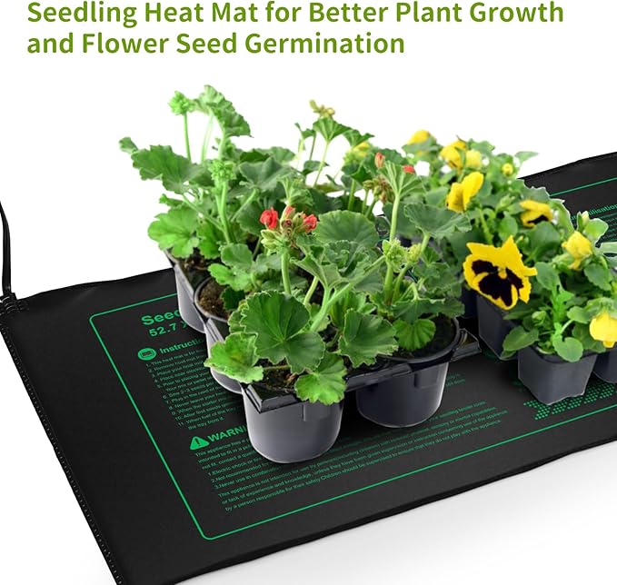NAMOTEK 2 Pack Seedling Heat Mat, Durable Waterproof Seed Germination Heating Mat, Warm Hydroponic Plant Heating Pad