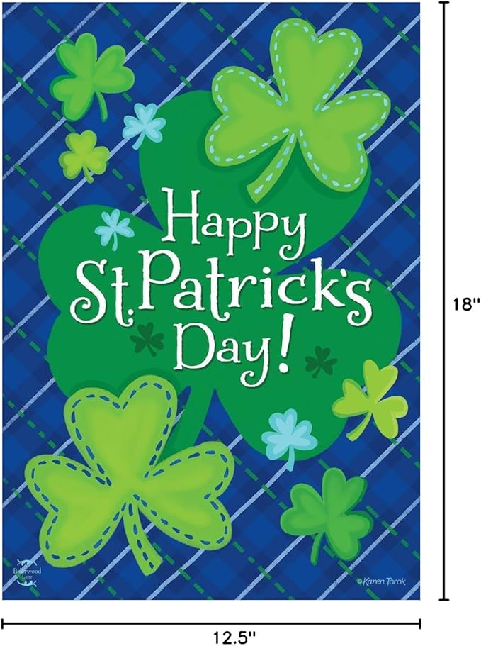 Happy Shamrocks St. Patrick's Day Garden Flag 18" x 12.5" Briarwood Lane