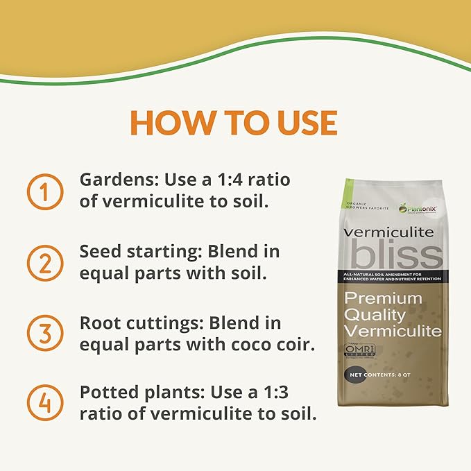 Vermiculite Bliss (24 Qts) - Organic Vermiculite for Gardening - 100% Natural Soil Amendment - Bulk Vermiculite for Plants, Potting Soil, & Seed Starting - Mixes with Garden Soil & Perlite for Plants