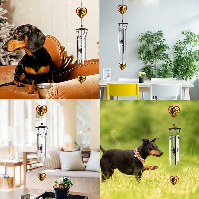 Wind Chimes for Outside 24" Dachshund Wind Chimes Outdoor Home Patio Garden Decor Windchimes Outdoors Gift Ideas for Women Mom Grandma Sisters