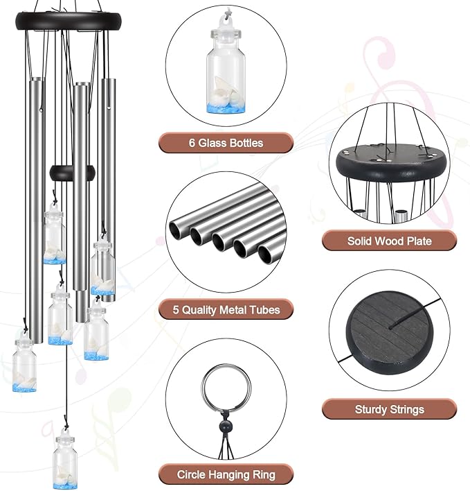 Windchimes Outdoors Clearance, Door Chime Wind Chimes for Outside Sympathy Wind Chimes for Patio Decoration, Garden Decor. Zen Garden Decor(Wishing Bottle)