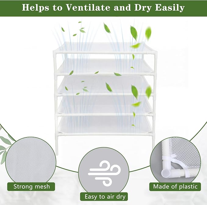 5 Layer Herb Drying Rack Drying Net Dryer Stand 23.6 x 23.6 Inch Herb Dryer Storage Rack for Fresh Herbs Flowers Tea Fruits Vegetables Plant Pasta Dry Laundry Clothes Specimens