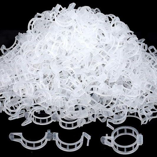 FANDAMEI 300 PCS Plant Support Clips, Plastic Garden Plant Ties, Tomato Clips Trellis for Tomato Cucumber Flower Squash Vine, 1” Inner Diameter for Climbing Plants