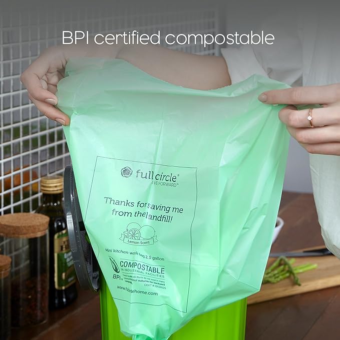 Full Circle Fresh Air Biodegradable Compost Bags, 2.5 Gallon / 25 Count, Original Scent (Pack of 2)