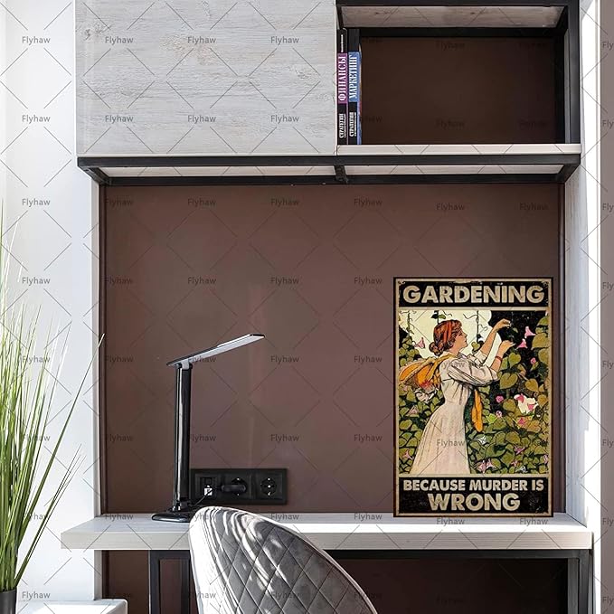 Garden Decor Gardening Because Murder Is Wrong Vintage Garden Signs for Greenhouse Living Room Yard Garden Gifts 8x12 Inch