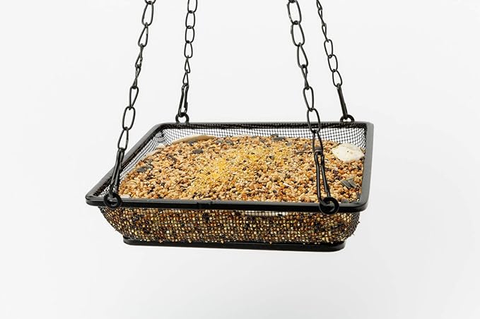 WOSIBO Hanging Feeder Seed Tray, Platform Metal Mesh , Outdoor Garden Decoration for Wild Backyard Attracting Birds