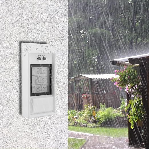 Joyzan Digital Greenhouse Thermometer, Outdoor Waterproof Max Min Temperature Meter Indoor High Low Tester Temperature Recording Weatherproof Hygrometer Gauge Monitor Wall Mounted Garden Home Growroom