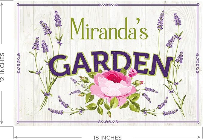 Custom Garden Sign, Present, Personalized Name/Text for Backyard Décor Sign, 12x18 Inches, Rust Free .063 Aluminum, Fade Resistant, Made in USA by Sigo Signs
