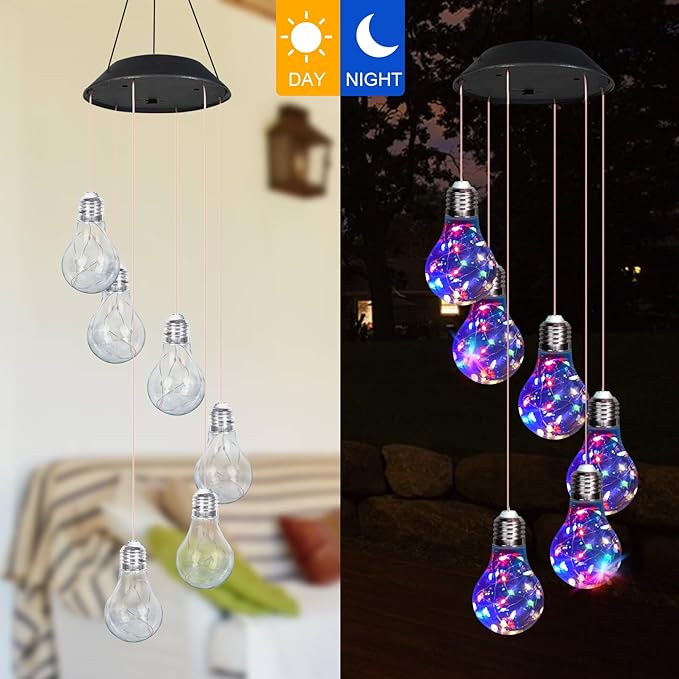 YHmall Colorful Solar Wind Chimes for Outside, Birthday Gardening Gifts for Women Mom, Hanging Solar Lights WindChimes Outdoors for Garden Housewarming Balcony Bedroom