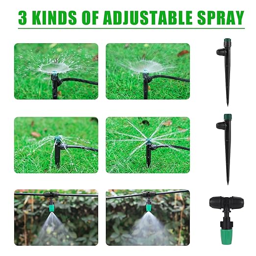 Leak-Proof Drip Irrigation Kit,Quick Connect Irrigation System, Lock Barbed Garden Watering System with 1/4 inch 1/2 inch Irrigation Tubing Hose for Garden,Raised Garden Bed, Lawn