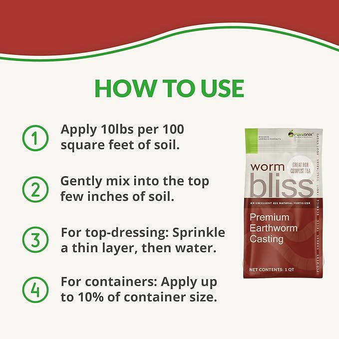 Worm Bliss (8 Qts) - Organic Worm Castings for Plants & Gardening - OMRI-Listed Earthworm Castings for Plants, Vegetables, Flowers, & Potting Soil - Organic Garden Fertilizer Rich in Nutrients